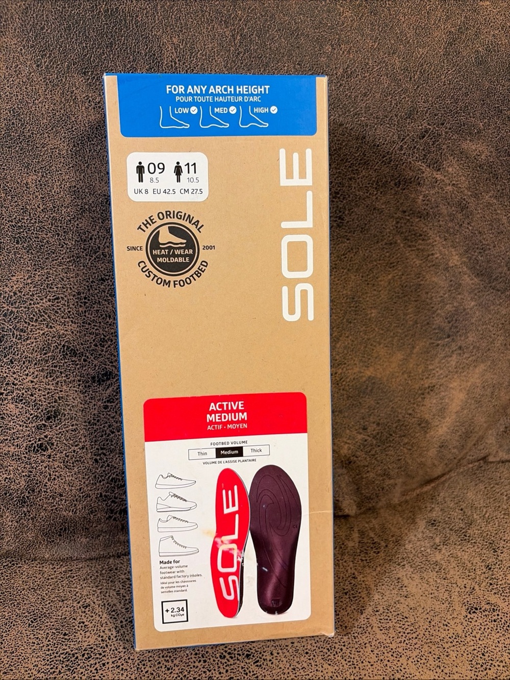 SOLE Active Medium Insoles - Custom Moldable. Mens Size 9/Women 11